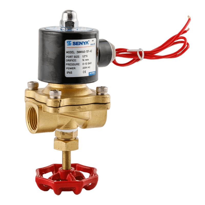 Diseño integrado manual y automático de válvula solenoide de dos posiciones y dos vías.