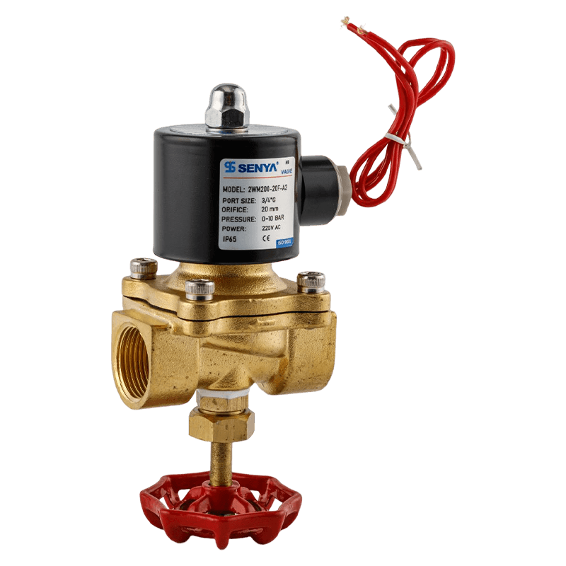 Diseño integrado manual y automático de válvula solenoide de dos posiciones y dos vías.