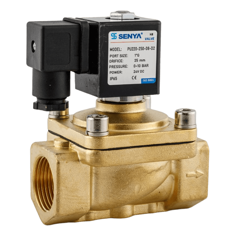 La válvula solenoide de dos posiciones y dos vías de acción directa y alta potencia está diseñada para aplicaciones convencionales PU220