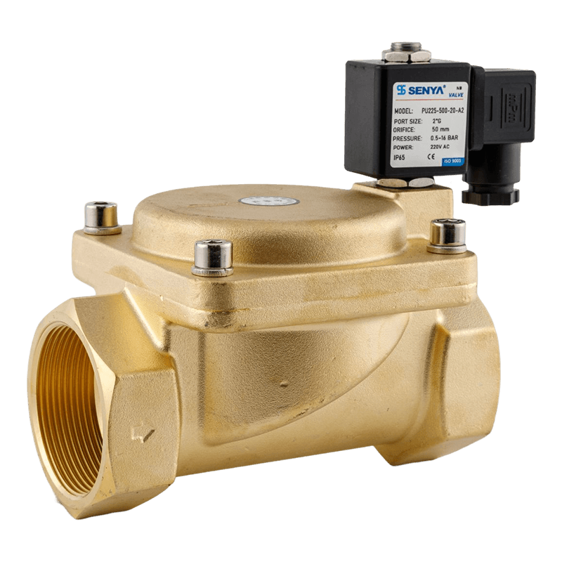 Electroválvula de latón de dos posiciones y dos vías para aplicaciones de presión media a alta PU225
