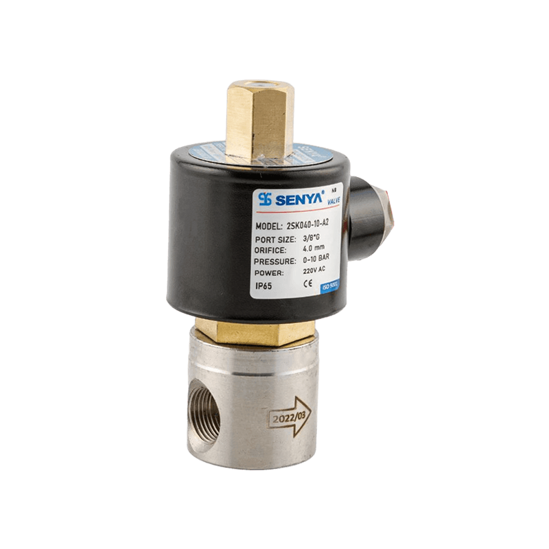 Válvula solenoide de acero inoxidable para control de fluidos en ambientes hostiles