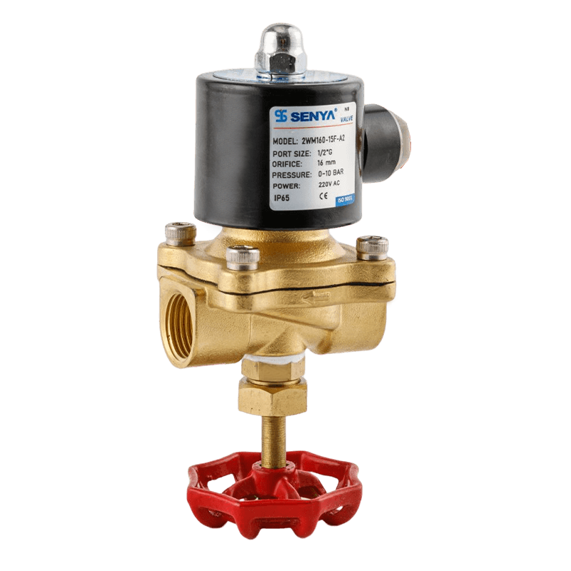 Diseño integrado manual y automático de válvula solenoide de dos posiciones y dos vías.