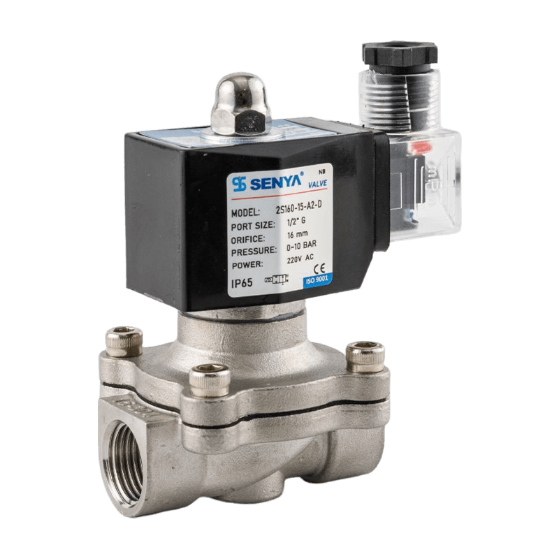 Válvula solenoide de acero inoxidable para control de fluidos en ambientes hostiles