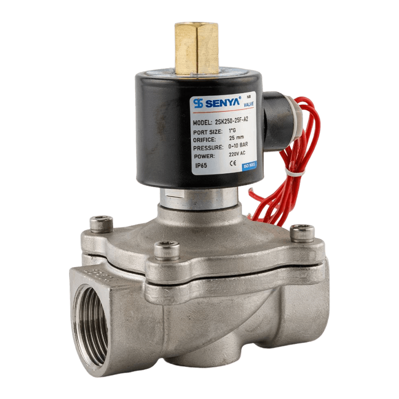 Válvula solenoide de acero inoxidable para control de fluidos en ambientes hostiles