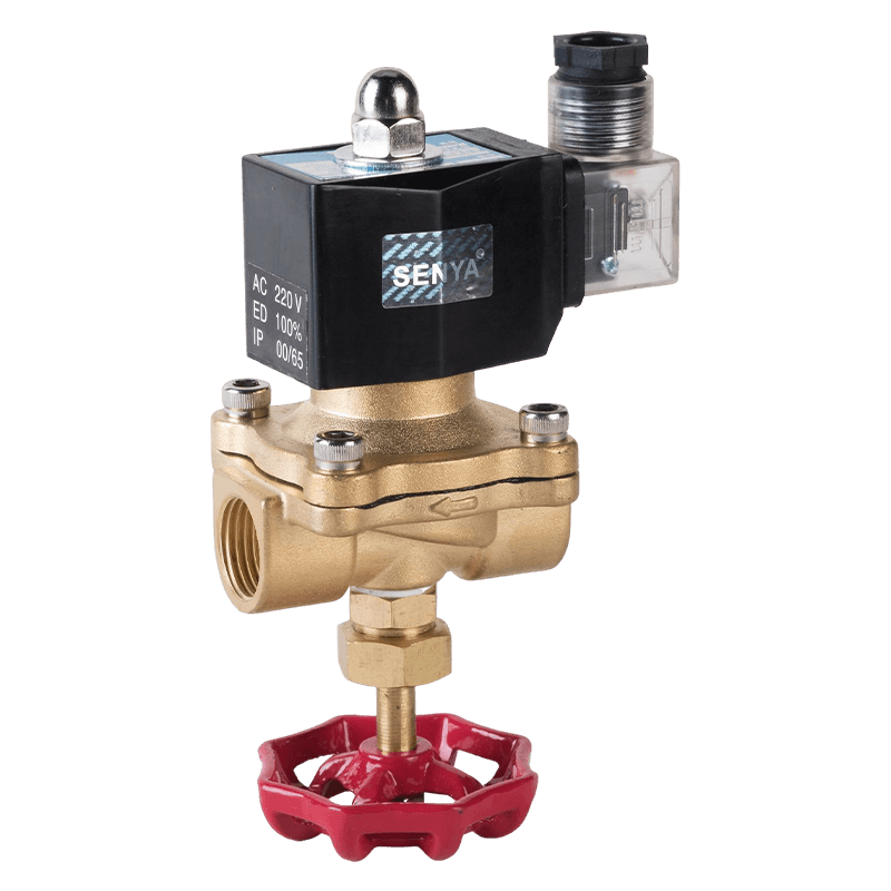 Diseño integrado manual y automático de válvula solenoide de dos posiciones y dos vías.